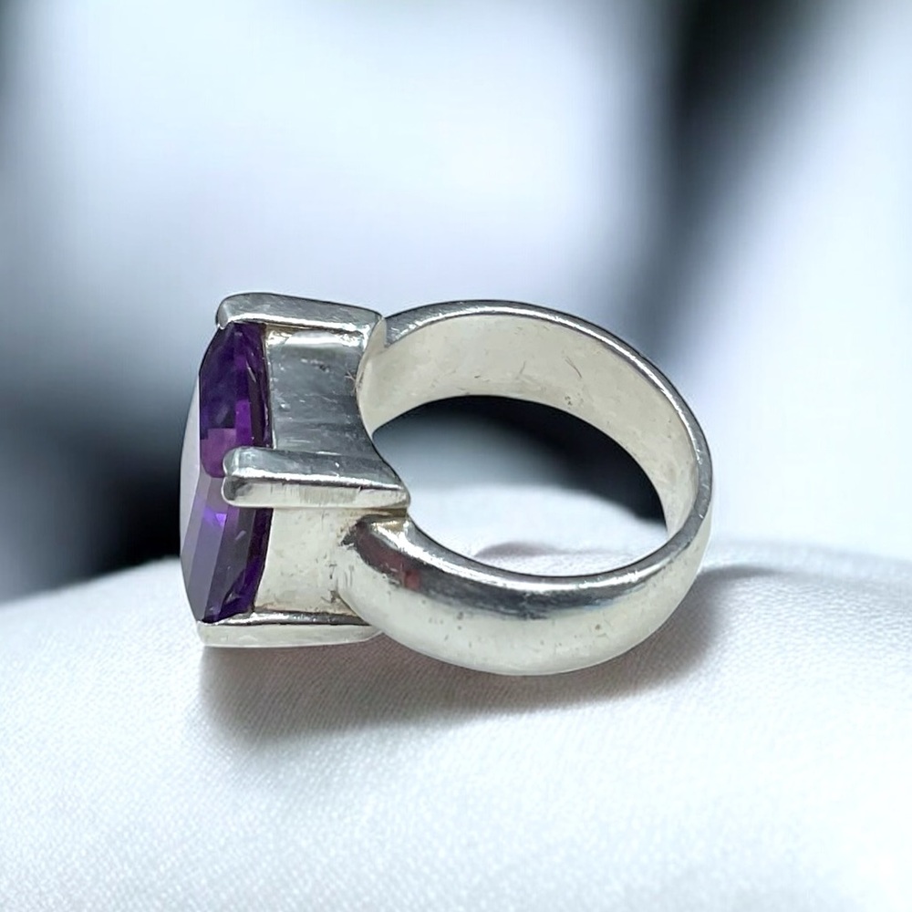 🌺Large Sterling & Purpled Stone  Ring - Picture 6 of 9